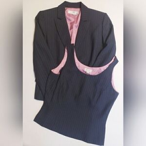 Tahari Arthur S. Levine Gray w/Pink Pinstripe Jacket Top Set!!!! Timeless!